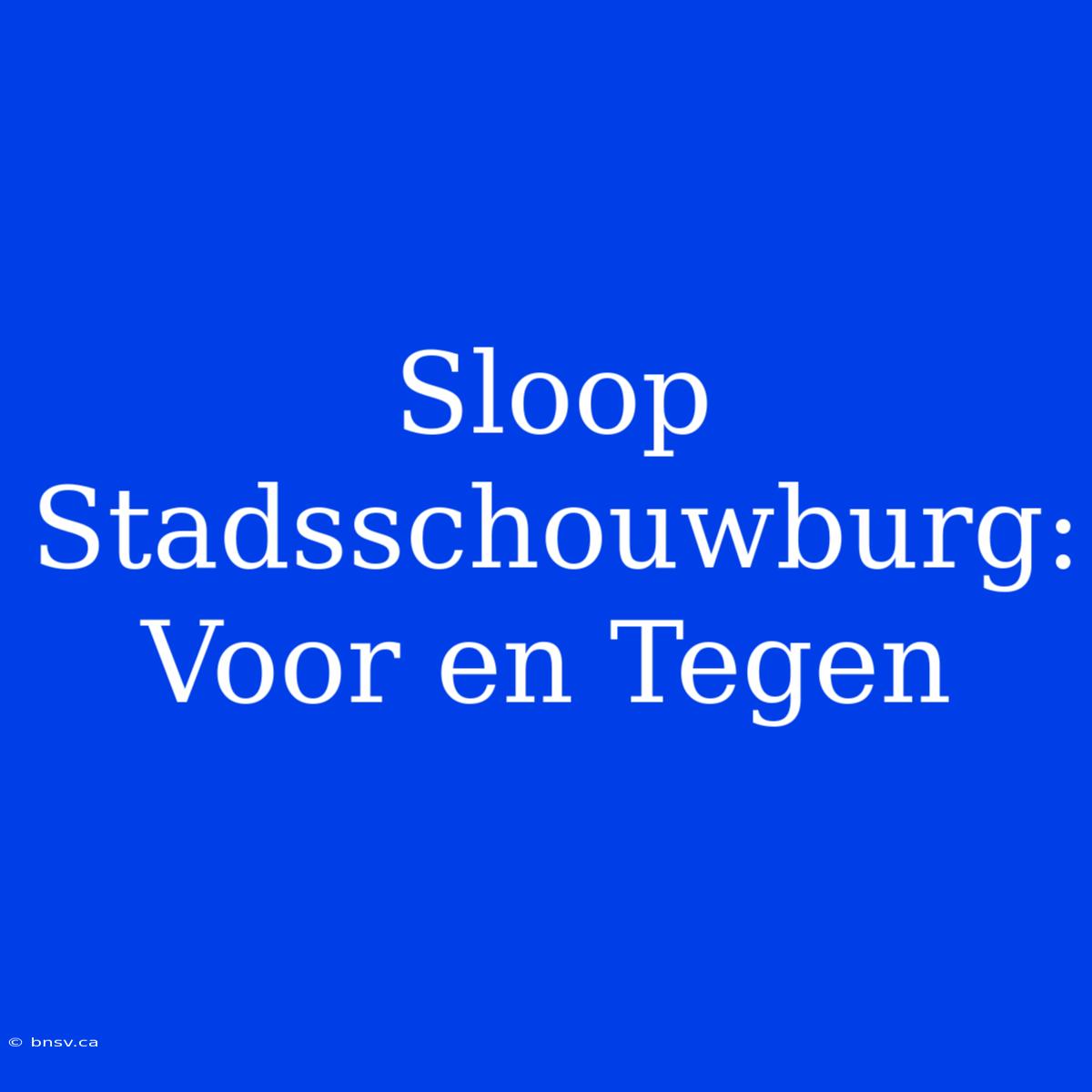 Sloop Stadsschouwburg: Voor En Tegen