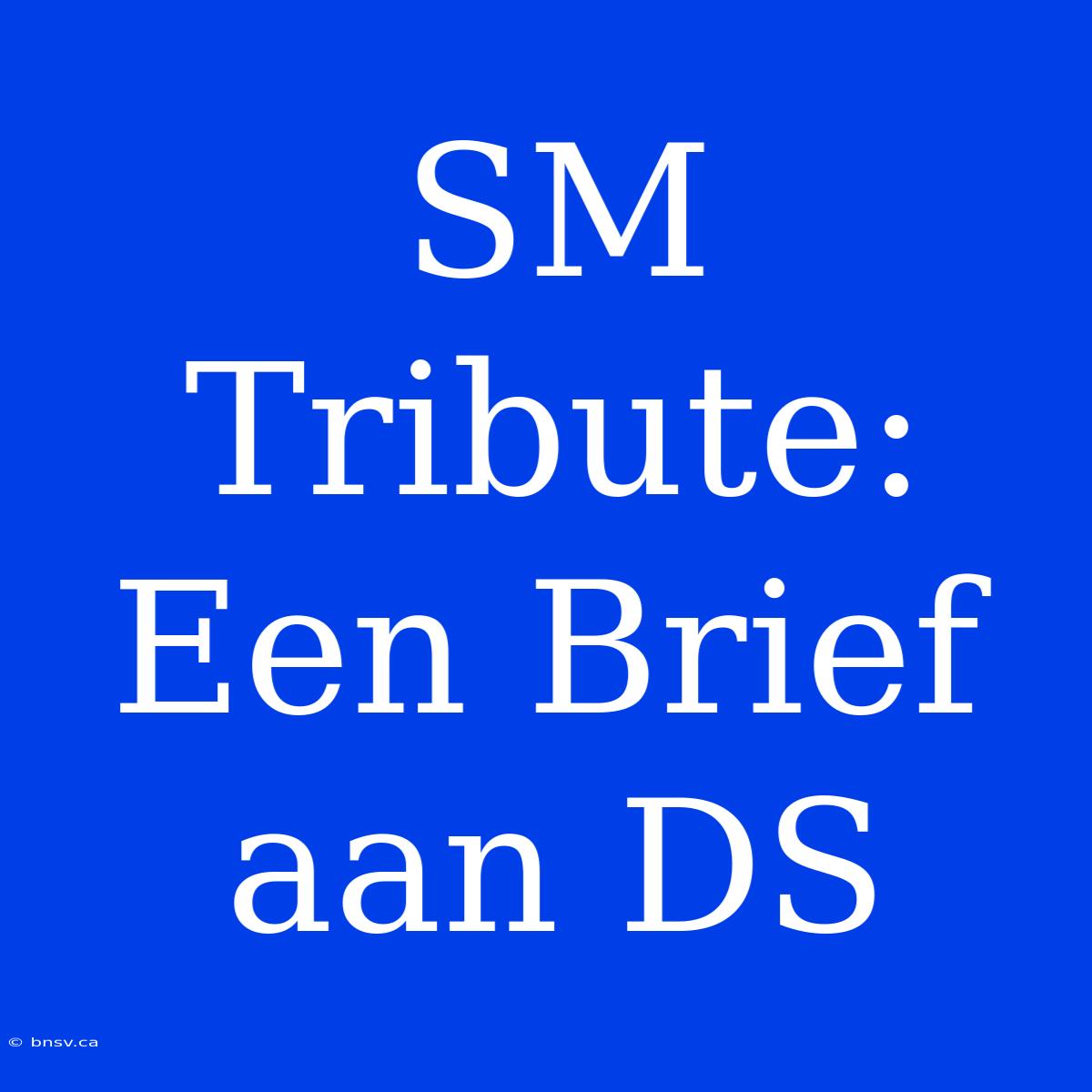 SM Tribute: Een Brief Aan DS