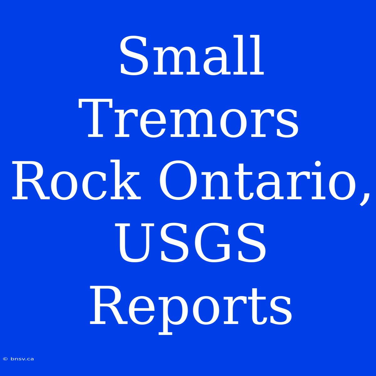 Small Tremors Rock Ontario, USGS Reports