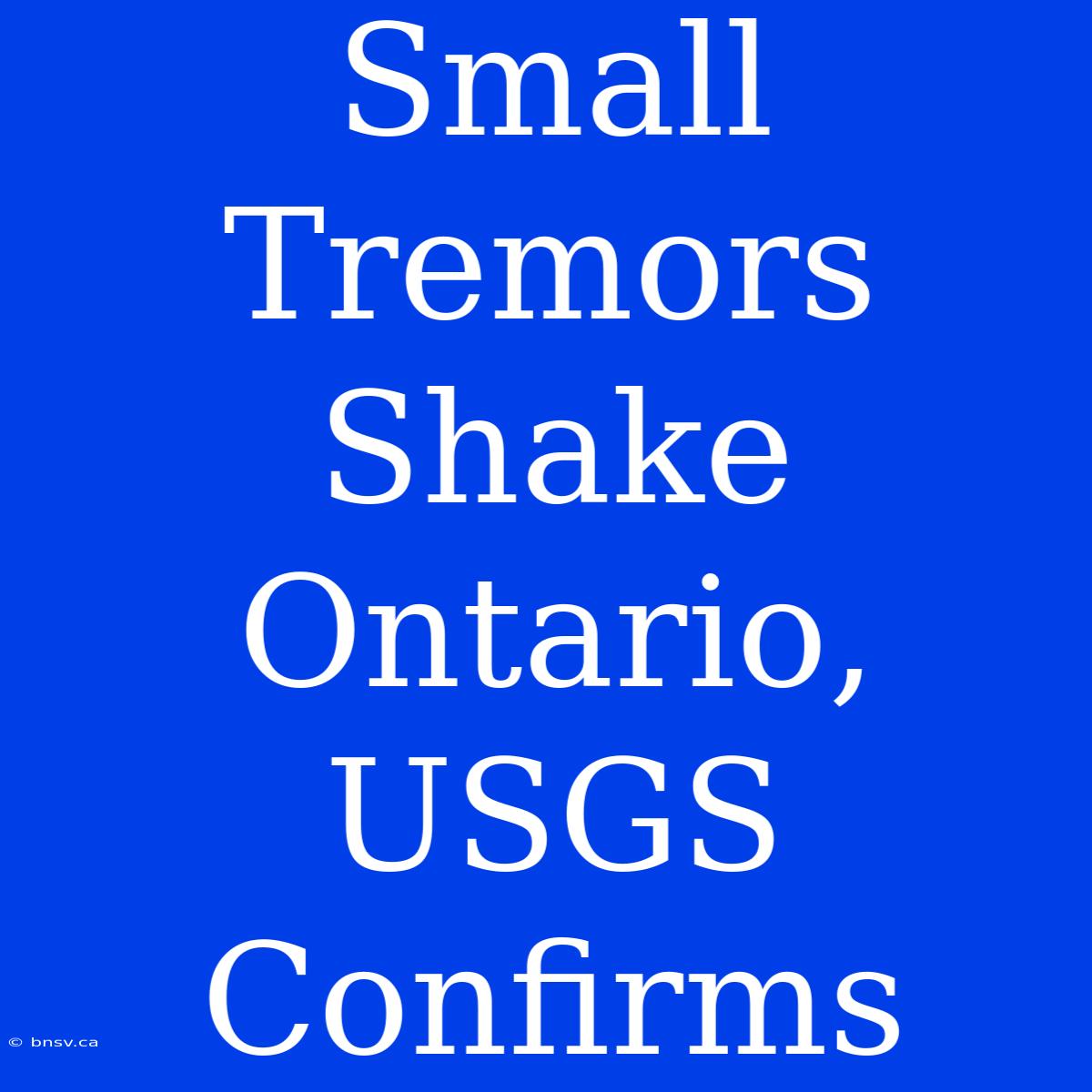 Small Tremors Shake Ontario, USGS Confirms