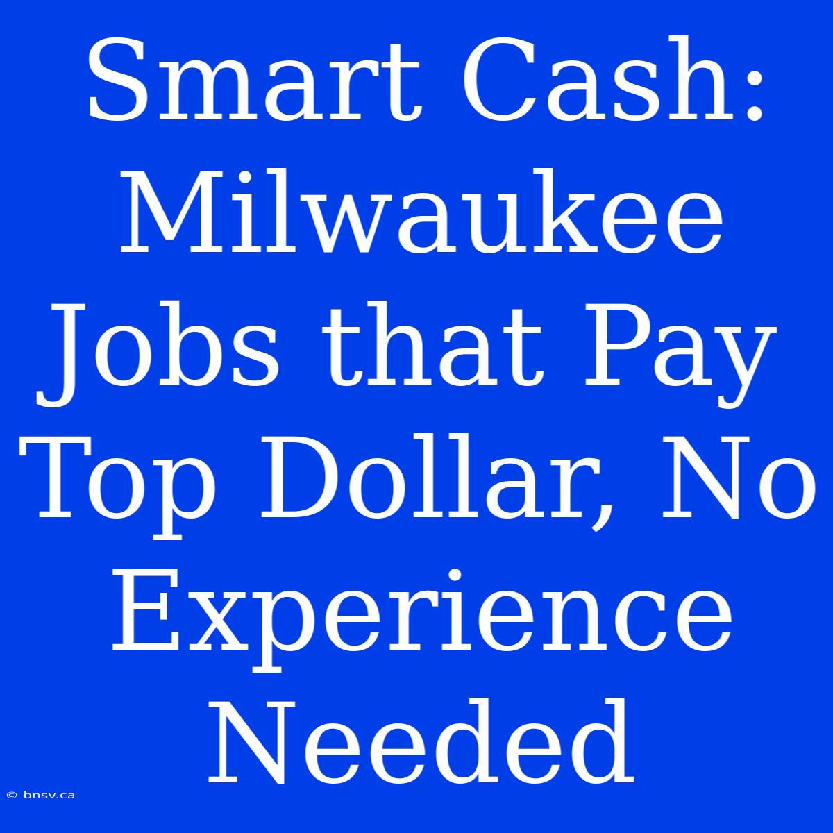 Smart Cash: Milwaukee Jobs That Pay Top Dollar, No Experience Needed