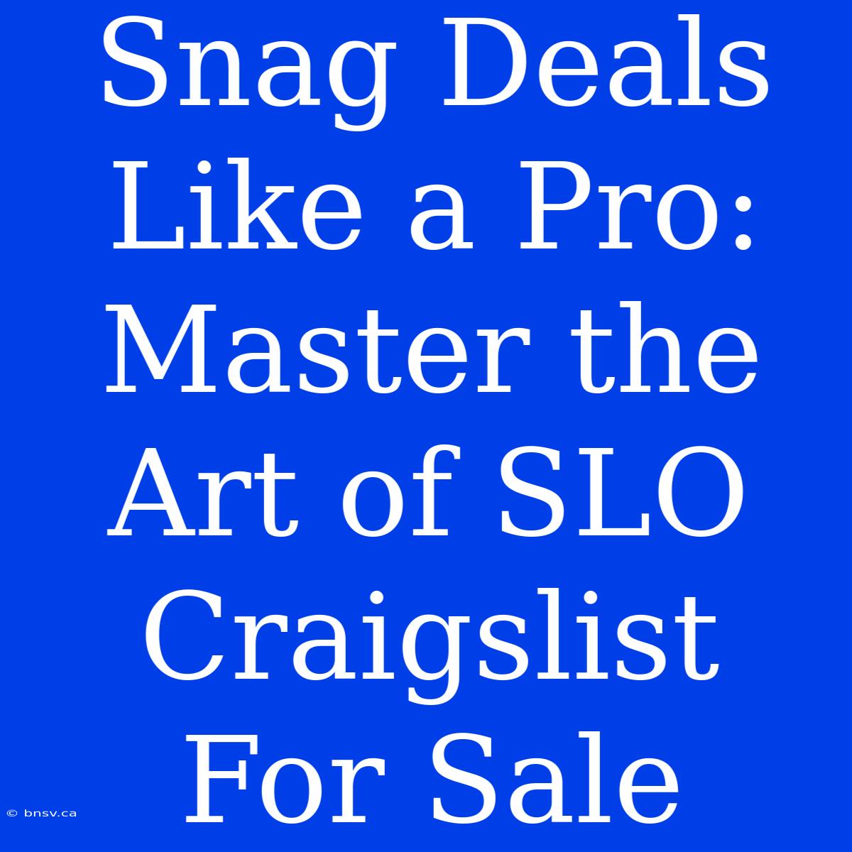 Snag Deals Like A Pro: Master The Art Of SLO Craigslist For Sale