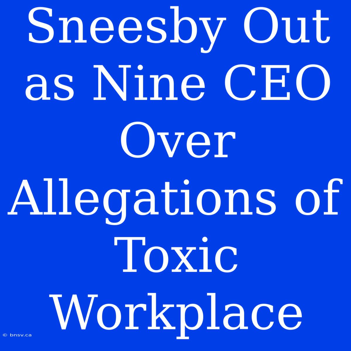 Sneesby Out As Nine CEO Over Allegations Of Toxic Workplace