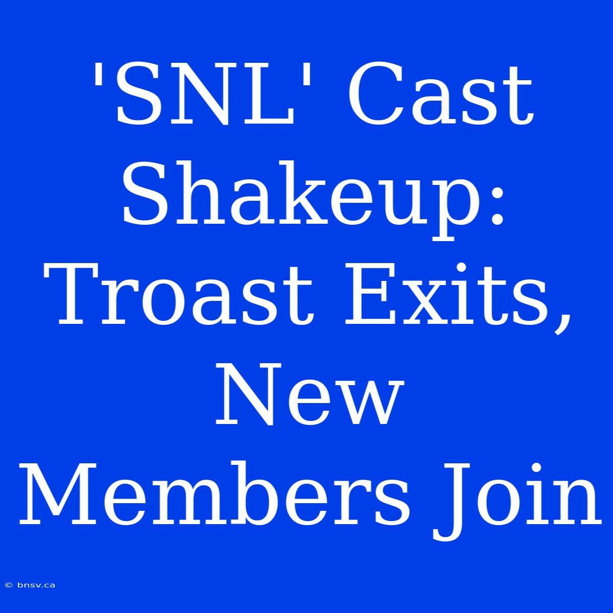 'SNL' Cast Shakeup: Troast Exits, New Members Join