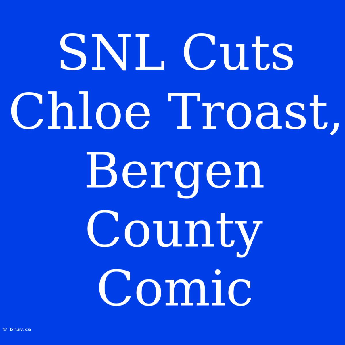 SNL Cuts Chloe Troast, Bergen County Comic