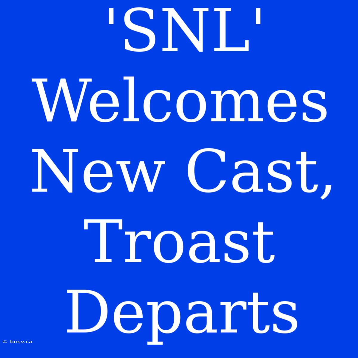 'SNL' Welcomes New Cast, Troast Departs