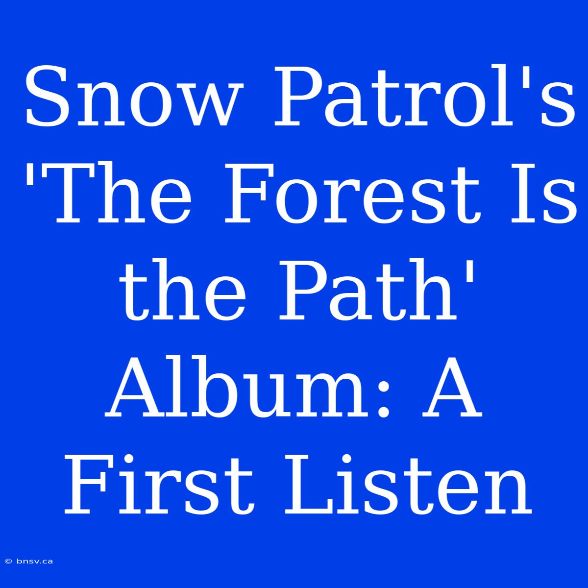 Snow Patrol's 'The Forest Is The Path' Album: A First Listen