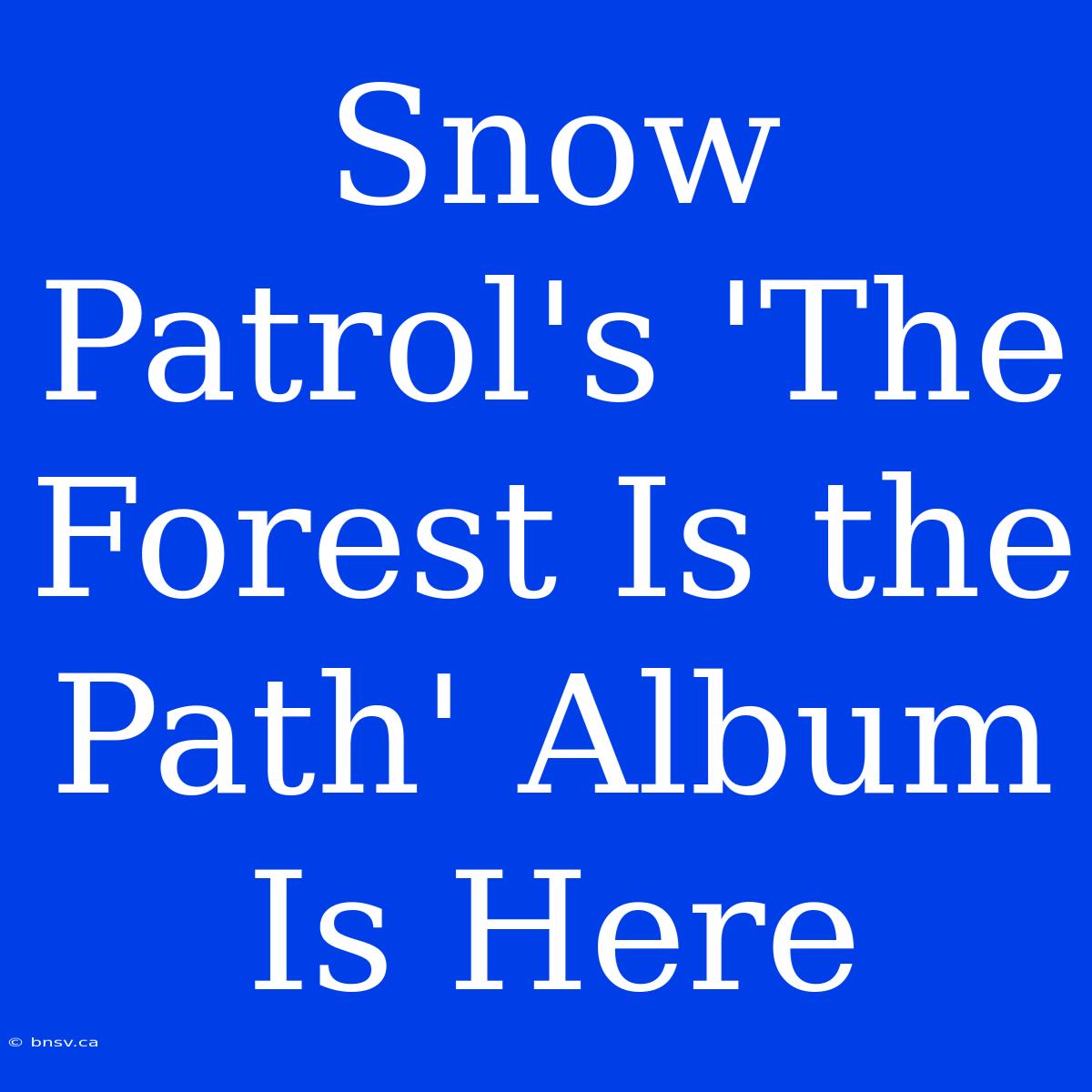 Snow Patrol's 'The Forest Is The Path' Album Is Here