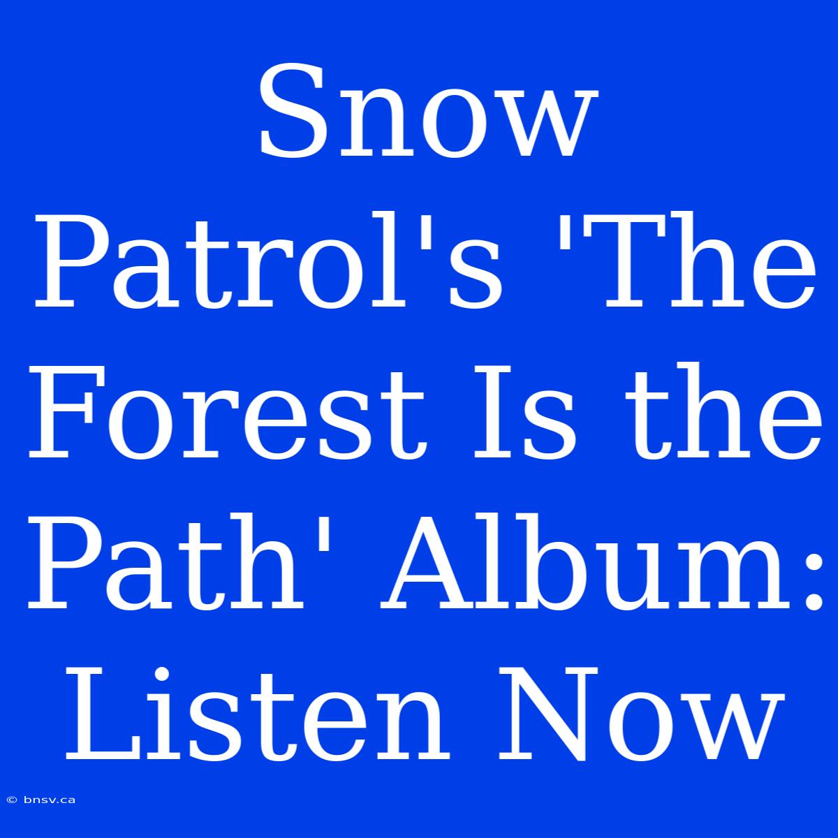 Snow Patrol's 'The Forest Is The Path' Album: Listen Now