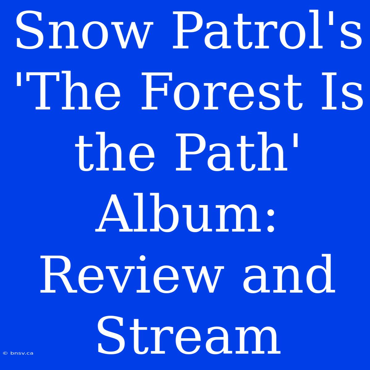 Snow Patrol's 'The Forest Is The Path' Album: Review And Stream