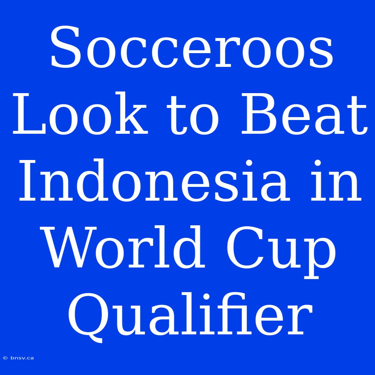 Socceroos Look To Beat Indonesia In World Cup Qualifier