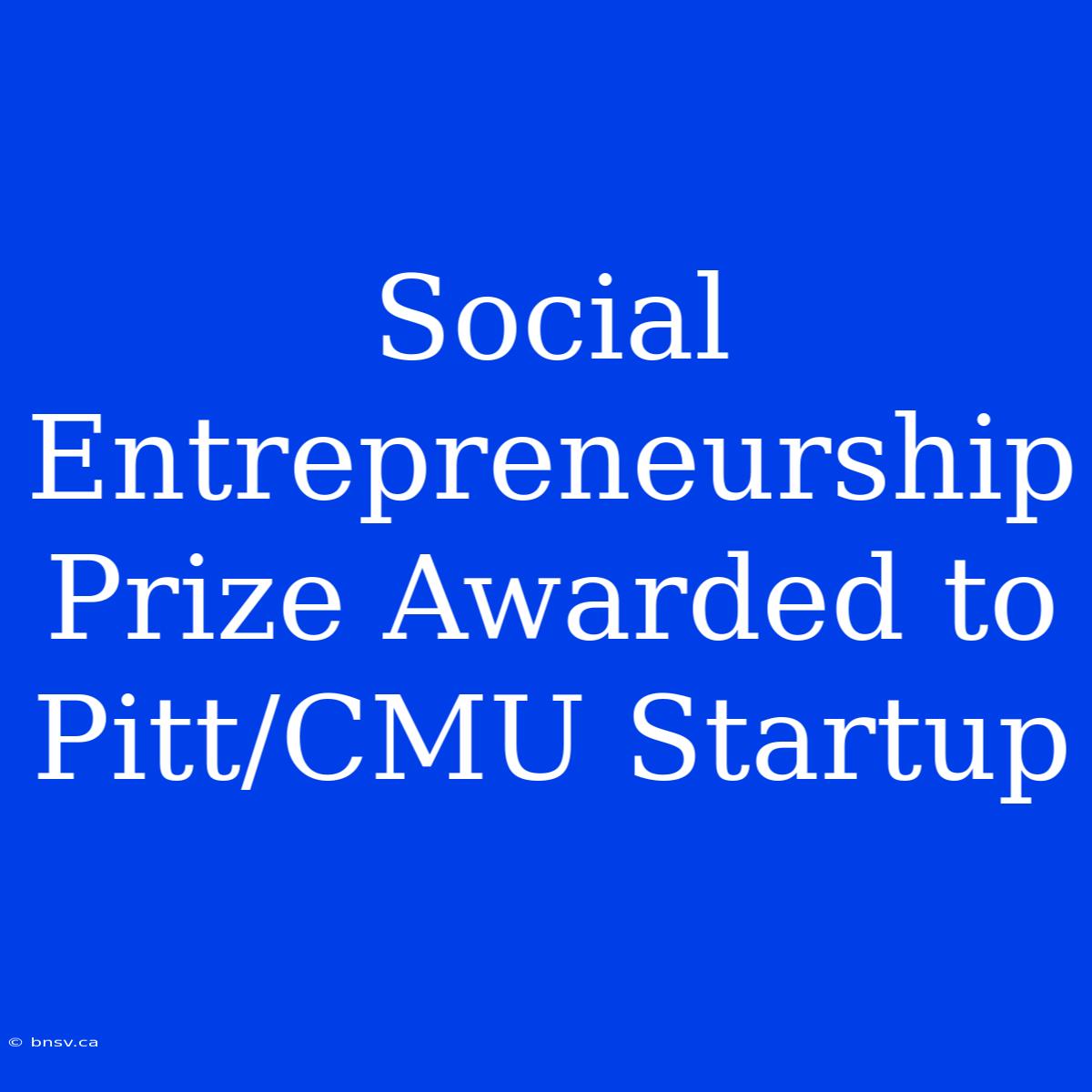 Social Entrepreneurship Prize Awarded To Pitt/CMU Startup