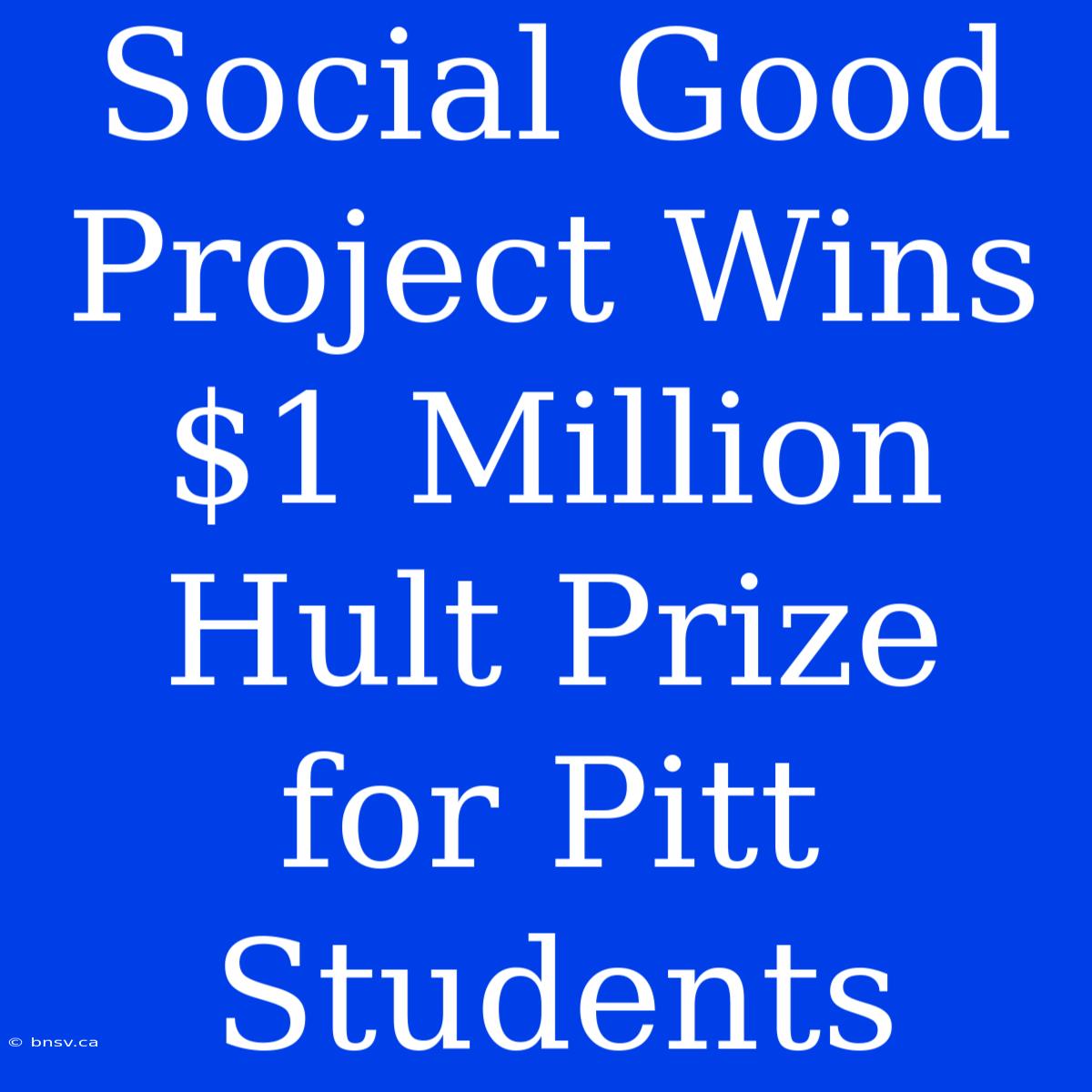 Social Good Project Wins $1 Million Hult Prize For Pitt Students