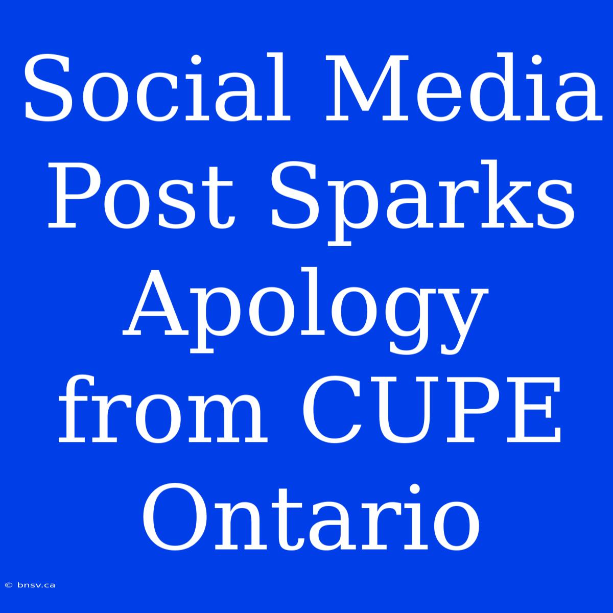 Social Media Post Sparks Apology From CUPE Ontario