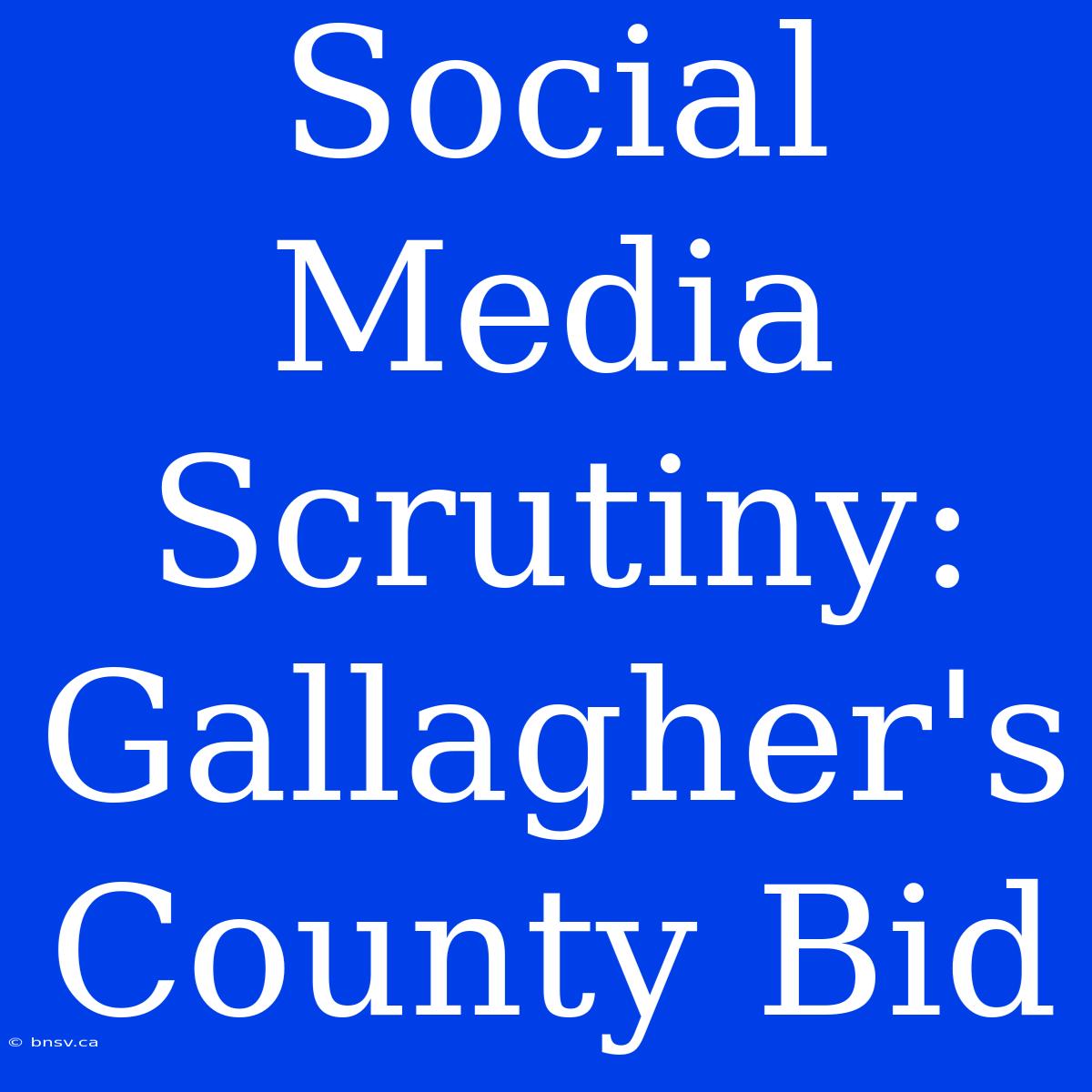 Social Media Scrutiny: Gallagher's County Bid