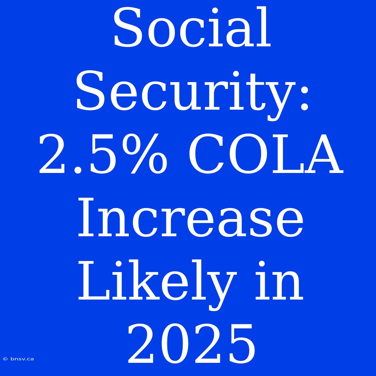 Social Security: 2.5% COLA Increase Likely In 2025