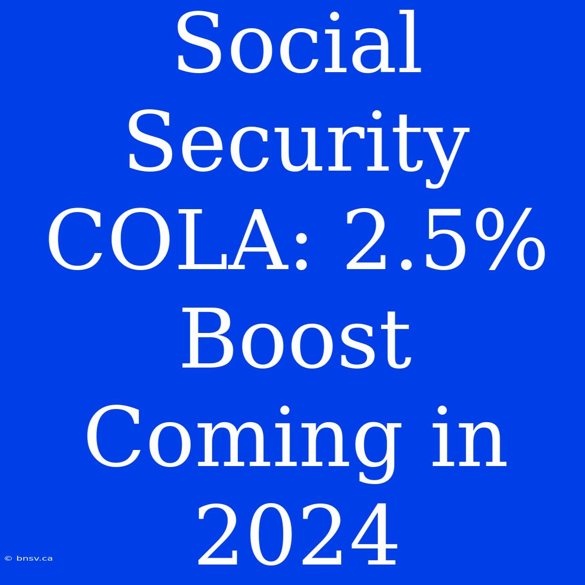 Social Security COLA: 2.5% Boost Coming In 2024