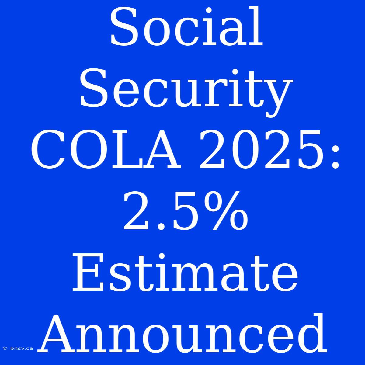 Social Security COLA 2025: 2.5% Estimate Announced