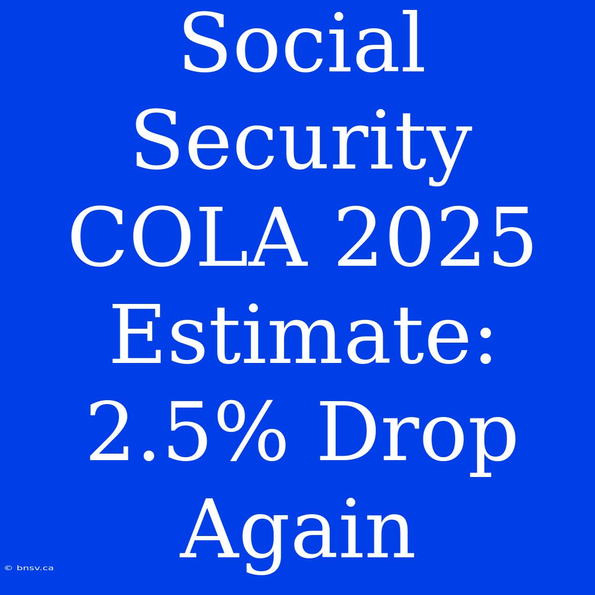 Social Security COLA 2025 Estimate: 2.5% Drop Again