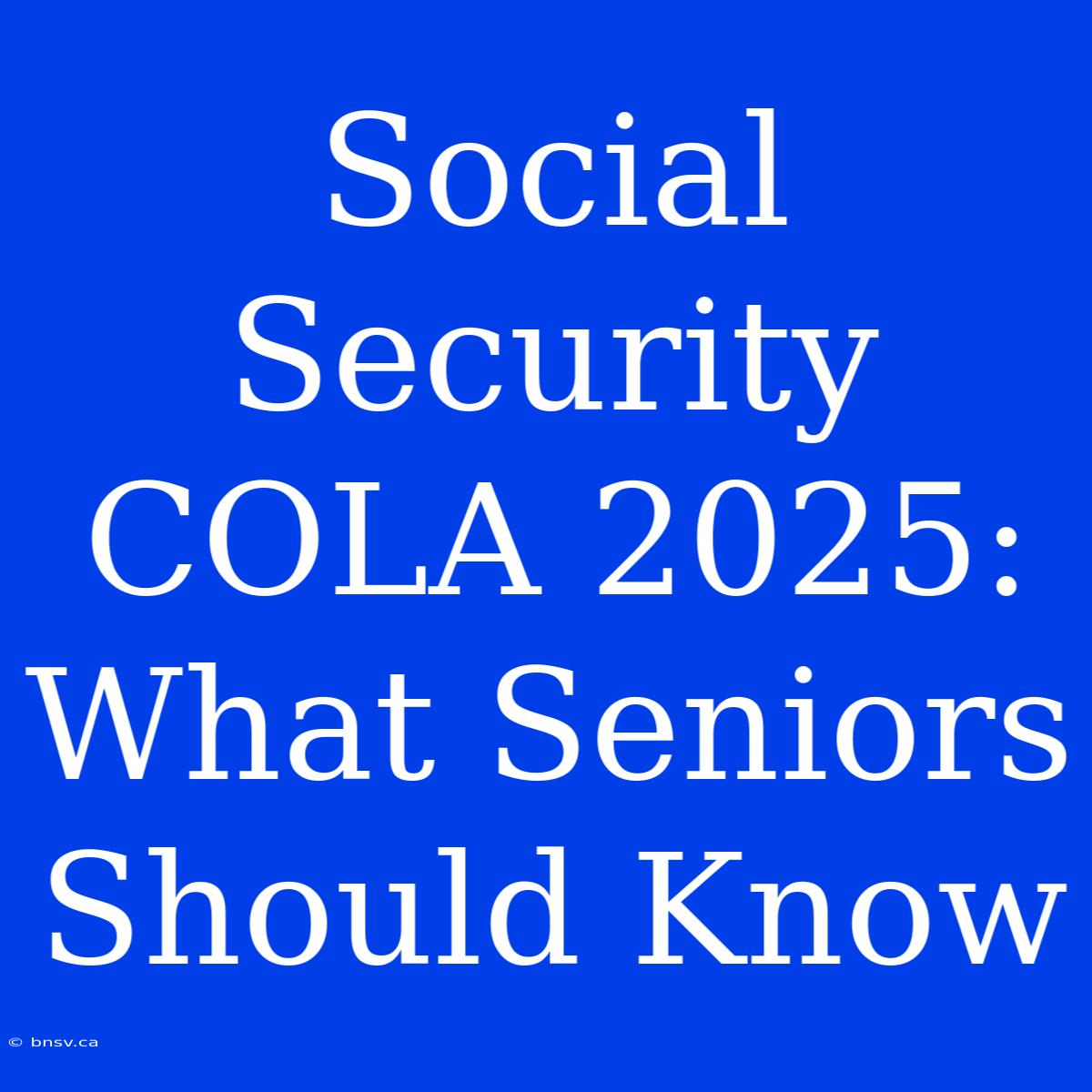 Social Security COLA 2025:  What Seniors Should Know