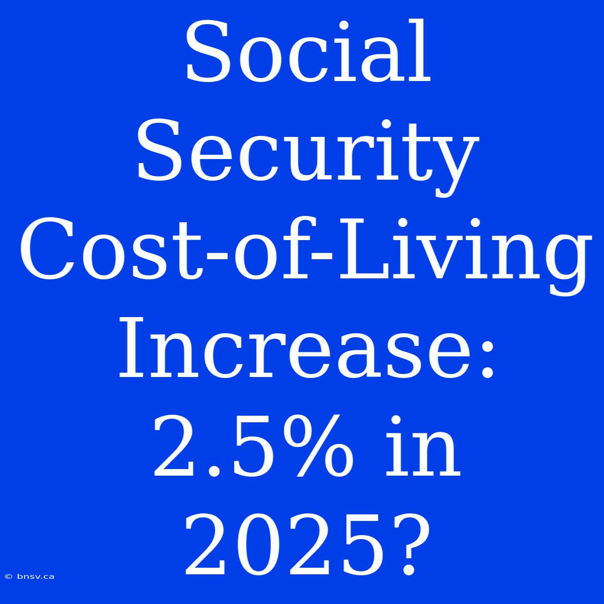 Social Security Cost-of-Living Increase: 2.5% In 2025?