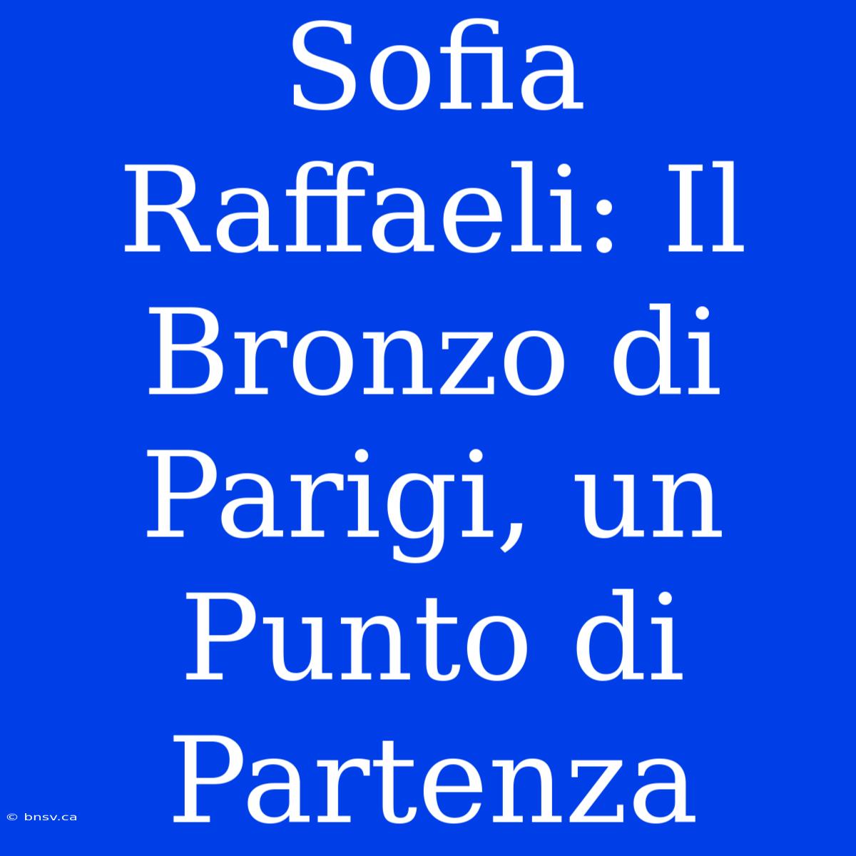 Sofia Raffaeli: Il Bronzo Di Parigi, Un Punto Di Partenza