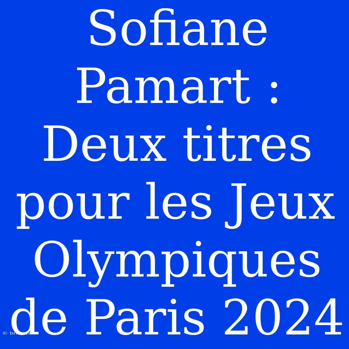 Sofiane Pamart : Deux Titres Pour Les Jeux Olympiques De Paris 2024