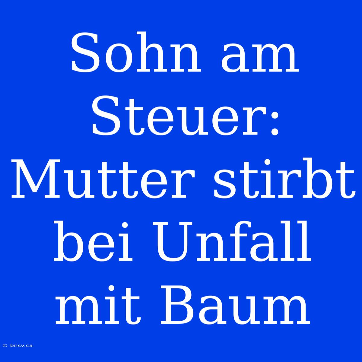 Sohn Am Steuer: Mutter Stirbt Bei Unfall Mit Baum