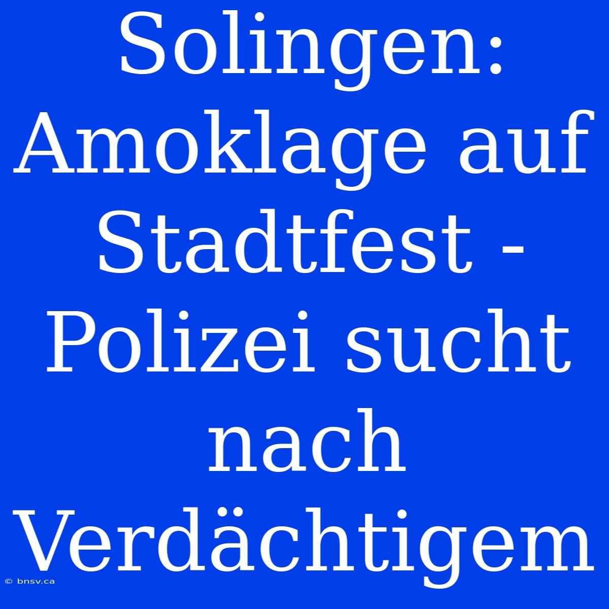 Solingen: Amoklage Auf Stadtfest - Polizei Sucht Nach Verdächtigem