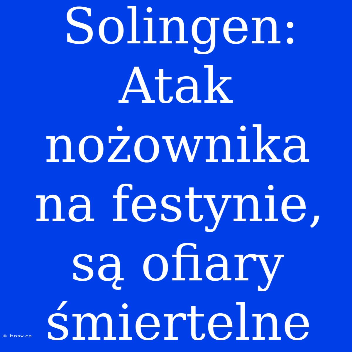 Solingen: Atak Nożownika Na Festynie, Są Ofiary Śmiertelne