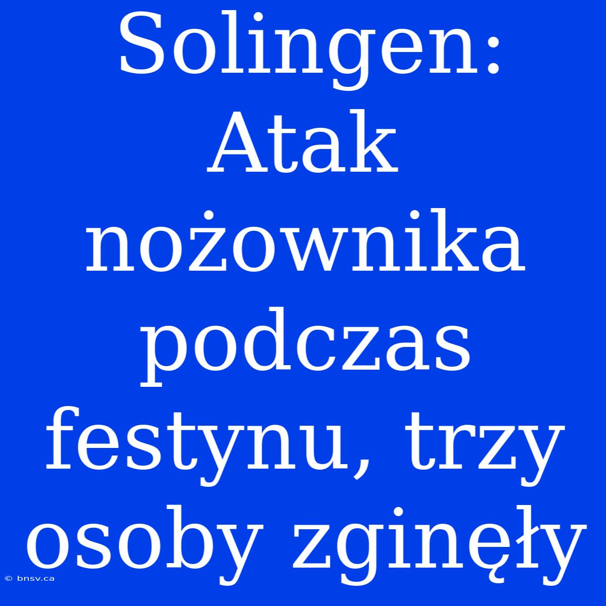 Solingen: Atak Nożownika Podczas Festynu, Trzy Osoby Zginęły