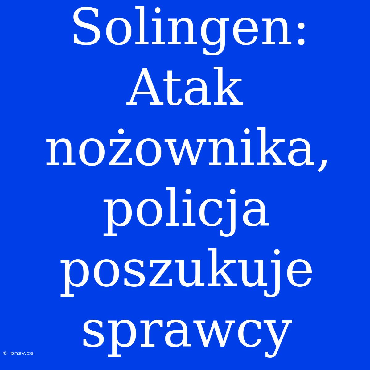 Solingen: Atak Nożownika, Policja Poszukuje Sprawcy