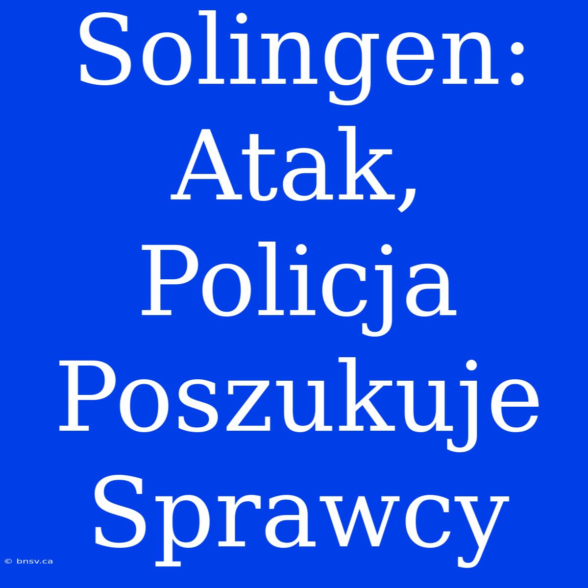 Solingen: Atak, Policja Poszukuje Sprawcy