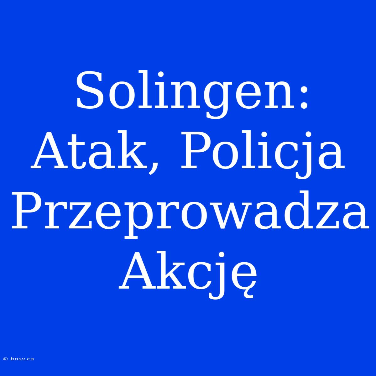 Solingen: Atak, Policja Przeprowadza Akcję