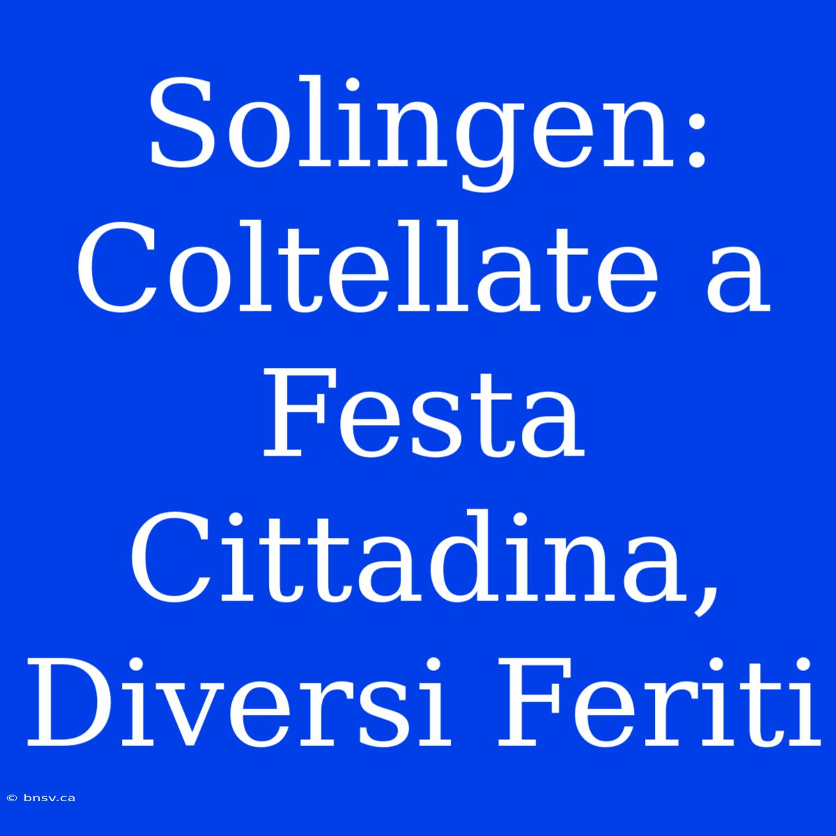 Solingen: Coltellate A Festa Cittadina, Diversi Feriti