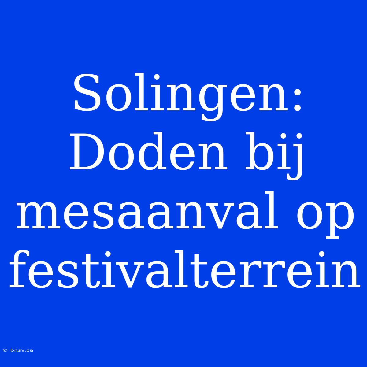 Solingen: Doden Bij Mesaanval Op Festivalterrein