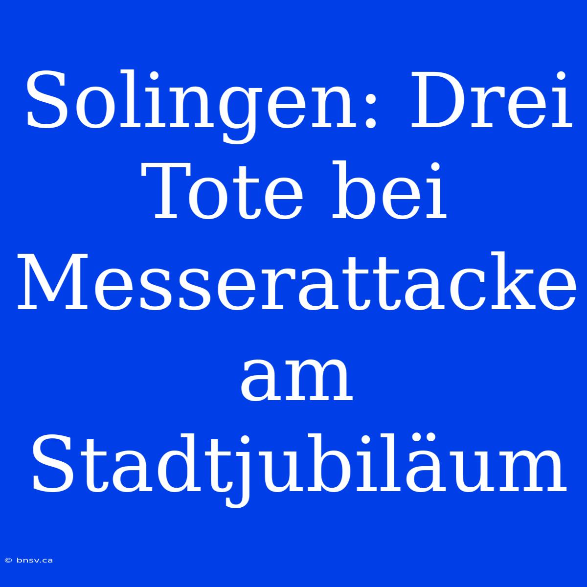 Solingen: Drei Tote Bei Messerattacke Am Stadtjubiläum