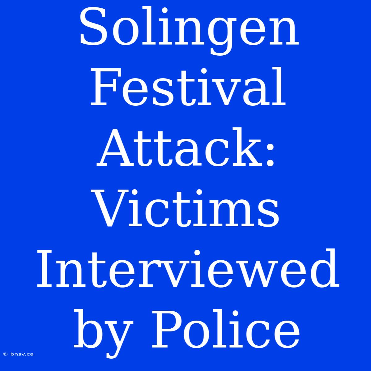 Solingen Festival Attack: Victims Interviewed By Police