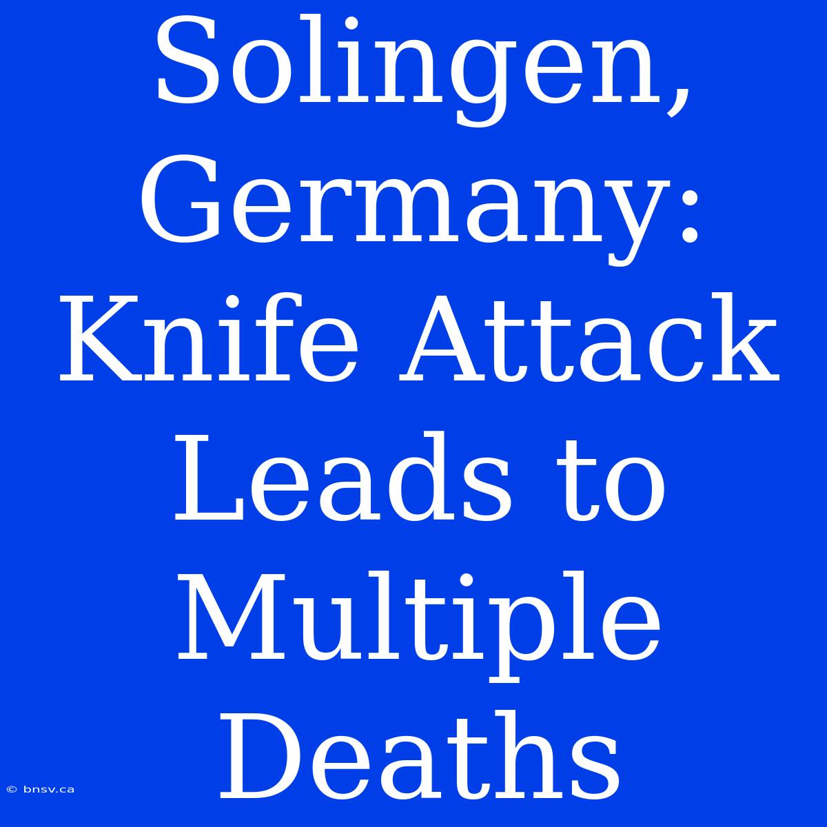 Solingen, Germany: Knife Attack Leads To Multiple Deaths