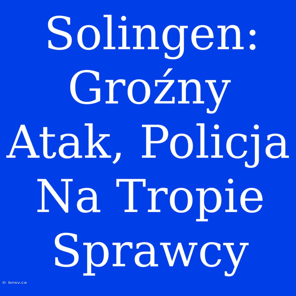 Solingen: Groźny Atak, Policja Na Tropie Sprawcy