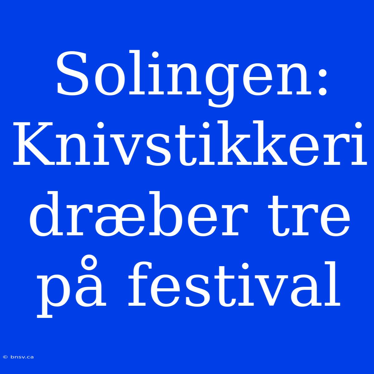 Solingen: Knivstikkeri Dræber Tre På Festival