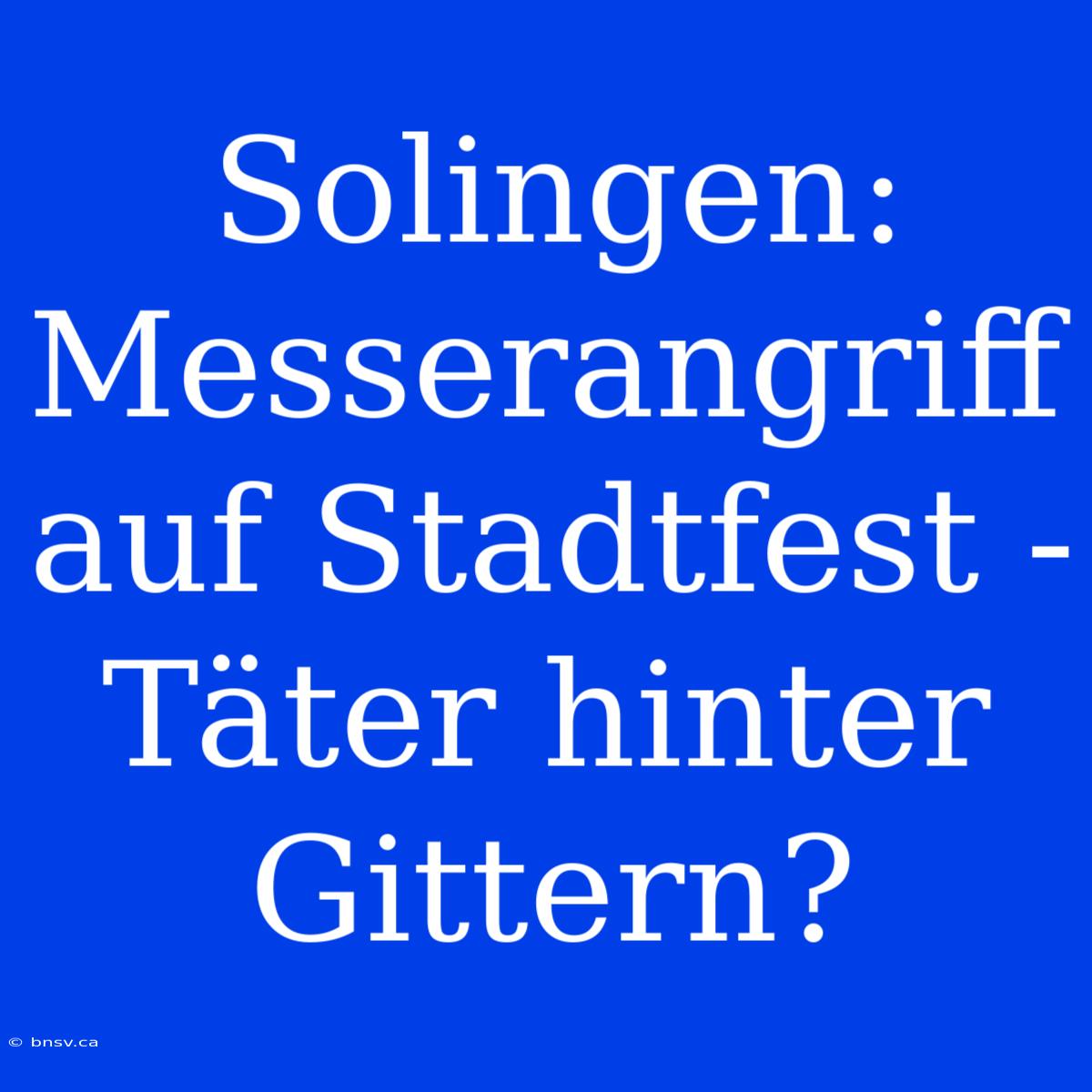 Solingen: Messerangriff Auf Stadtfest - Täter Hinter Gittern?