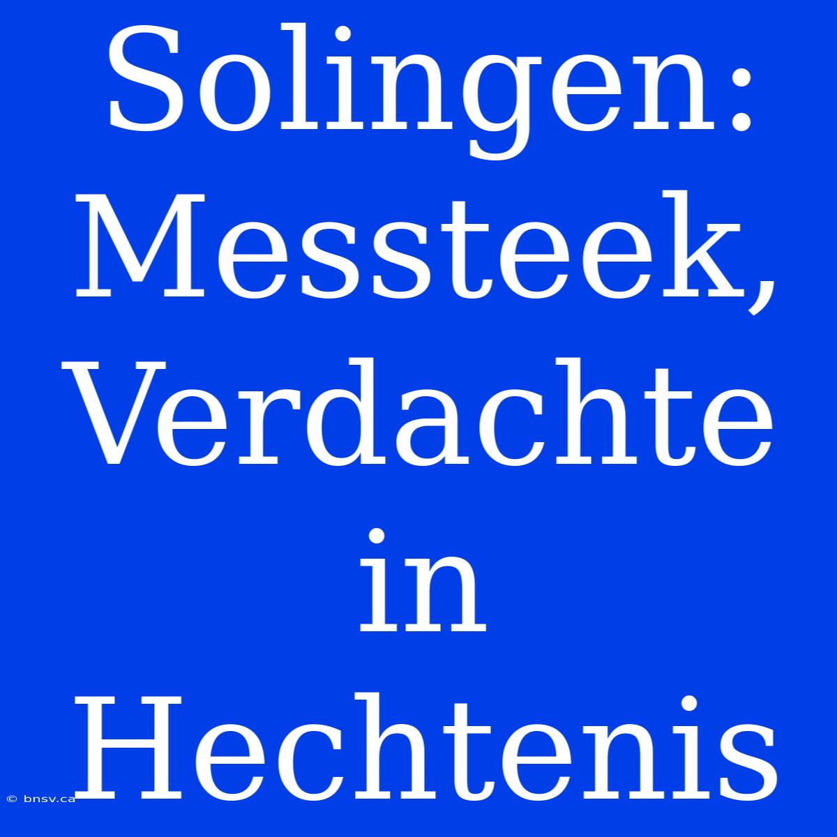 Solingen: Messteek, Verdachte In Hechtenis