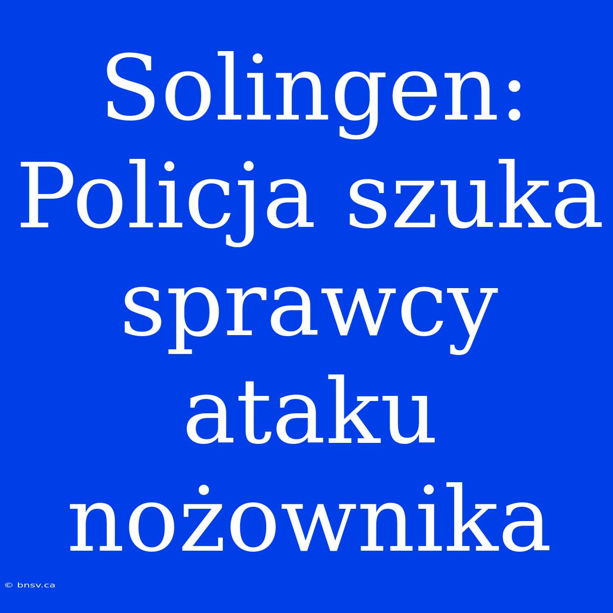 Solingen: Policja Szuka Sprawcy Ataku Nożownika