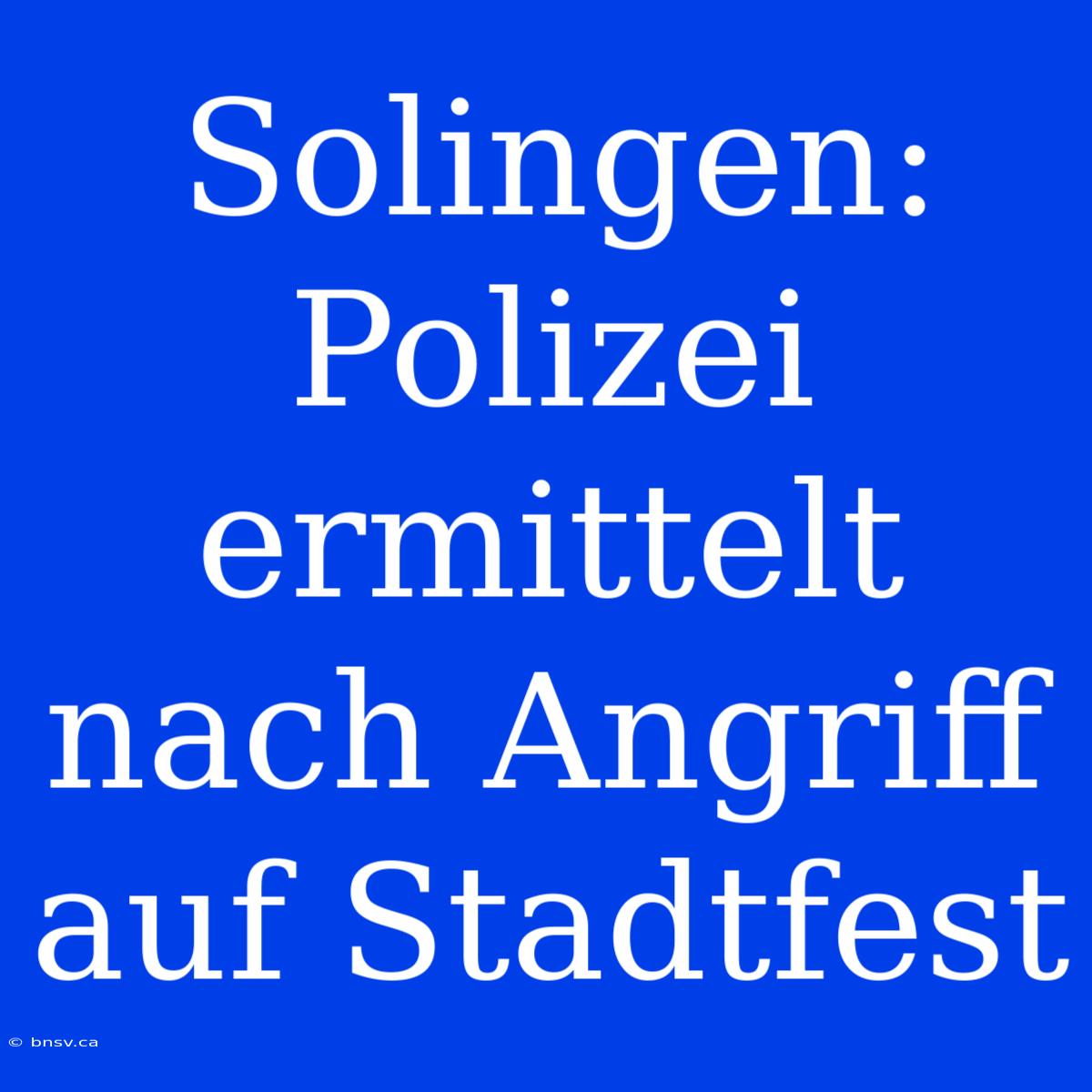 Solingen: Polizei Ermittelt Nach Angriff Auf Stadtfest