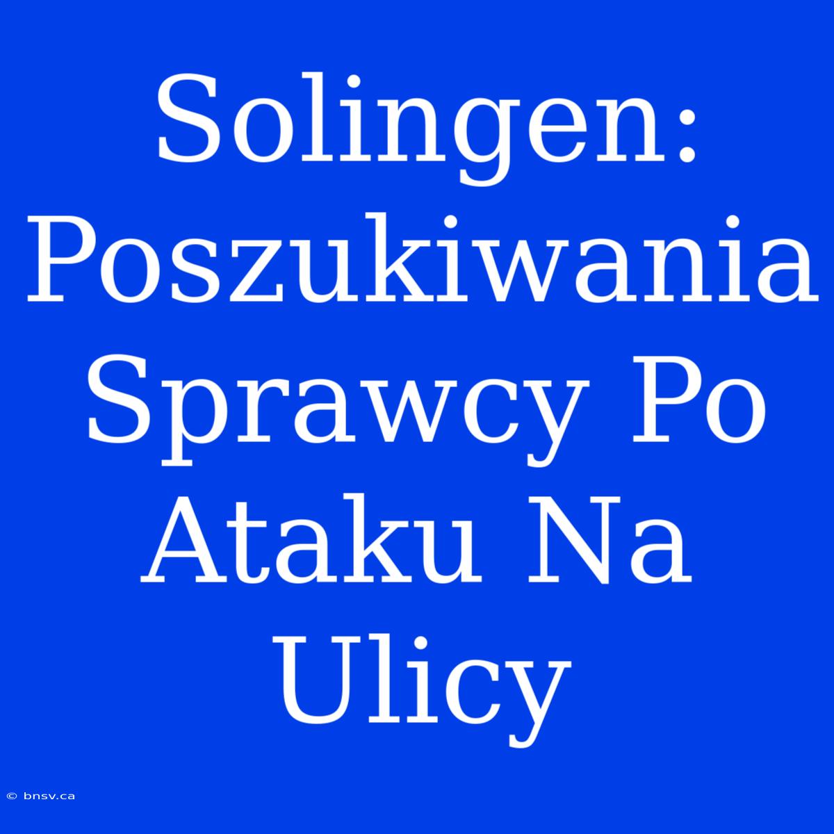 Solingen: Poszukiwania Sprawcy Po Ataku Na Ulicy