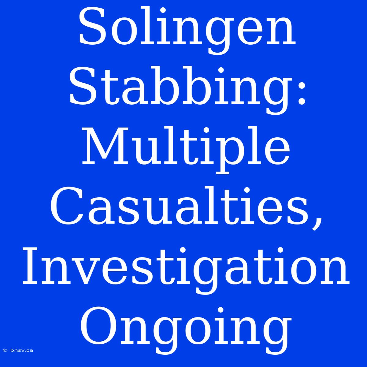 Solingen Stabbing: Multiple Casualties, Investigation Ongoing