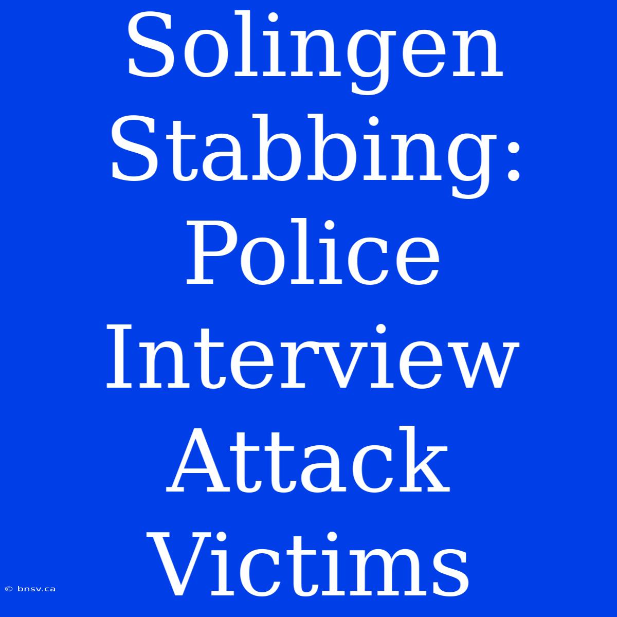 Solingen Stabbing: Police Interview Attack Victims