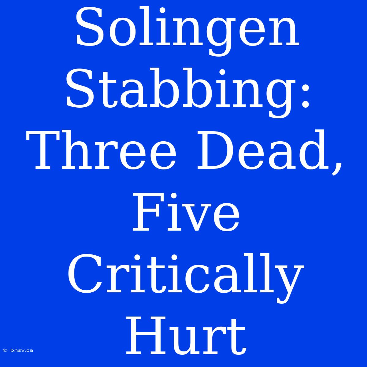 Solingen Stabbing:  Three Dead, Five Critically Hurt