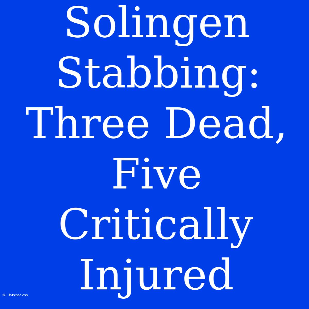 Solingen Stabbing: Three Dead, Five Critically Injured